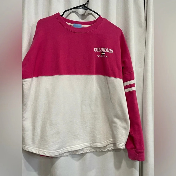 Pink and White Vail Colorado Sky Sweatshirt Size Medium - Picture 1 of 5
